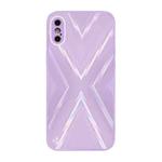 For iPhone XS Max 9XA Texture TPU + Tempered Glass Phone Case(Purple)