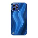 For iPhone 11 Pro Lightning Texture TPU + Tempered Glass Phone Case (Blue)