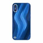 For iPhone X / XS Lightning Texture TPU + Tempered Glass Phone Case(Blue)