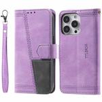 Splicing Leather Phone Case For iPhone 13 Pro(Purple)