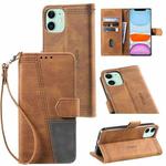 For iPhone 11 Splicing Leather Phone Case (Brown)