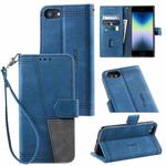 For iPhone SE 2022 / SE 2020 / 8 / 7 Splicing Leather Phone Case(Blue)