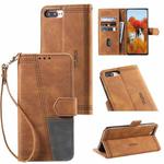 Splicing Leather Phone Case For iPhone 8 Plus / 7 Plus(Brown)