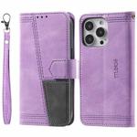For iPhone 12 Pro Max Splicing Leather Phone Case(Purple)