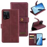 For OPPO Find X5 Copper Buckle Leather Phone Case(Maroon)