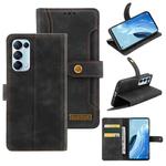 For OPPO Reno5 Pro 5G Copper Buckle Leather Phone Case(Black)