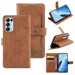 For OPPO Reno5 Pro 5G Copper Buckle Leather Phone Case(Brown)