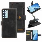 For OPPO Reno6 Copper Buckle Leather Phone Case(Black)