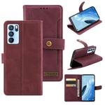 For OPPO Reno6 Pro 5G Copper Buckle Leather Phone Case(Maroon)