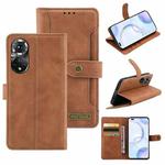 For Honor 50 Pro Copper Buckle Leather Phone Case(Brown)