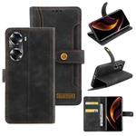 For Honor 60 Copper Buckle Leather Phone Case(Black)