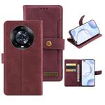 For Honor Magic4 Pro Copper Buckle Leather Phone Case(Maroon)