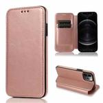 For iPhone 12 / 12 Pro Knight Magnetic Suction Leather Phone Case(Rose Gold)
