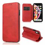 For iPhone XR Knight Magnetic Suction Leather Phone Case(Red)