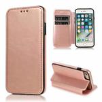 For iPhone SE 2022 / SE 2020 / 8 / 7 Knight Magnetic Suction Leather Phone Case(Rose Gold)