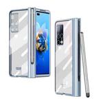 For Huawei Mate X2 Electroplating Hinge Phone Case with Stylus(Blue)