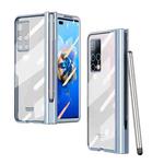 For Huawei Mate X2 Full Body Electroplating Hinge Phone Case with Stylus(Blue)