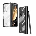 For Honor Magic V Full Body Electroplating Hinge Phone Case with Stylus(Black)