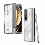 For Honor Magic V Full Body Electroplating Hinge Phone Case with Stylus(Silver)