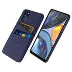 For Motorola Moto G 5G 2022 Cloth Texture Card Slot PC+Nylon Phone Case(Blue)