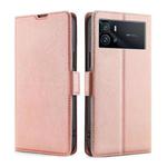 For vivo iQOO 9 5G Ultra-thin Voltage Side Buckle Horizontal Flip Leather Phone Case(Rose Gold)