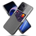 For OnePlus Ace Cloth Texture Card Slot PC+PU Leather Phone Case(Grey)
