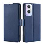 For OPPO A96 5G Ultra-thin Voltage Side Buckle  Horizontal Flip Leather Phone Case(Blue)