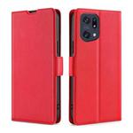 For OPPO Find X5 Pro Ultra-thin Voltage Side Buckle  Horizontal Flip Leather Phone Case(Red)