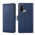 For OPPO Reno5 A Ultra-thin Voltage Side Buckle  Horizontal Flip Leather Phone Case(Blue)