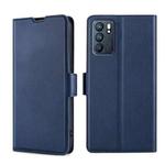 For OPPO Reno6 Ultra-thin Voltage Side Buckle  Horizontal Flip Leather Phone Case(Blue)