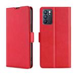 For OPPO Reno6 Ultra-thin Voltage Side Buckle  Horizontal Flip Leather Phone Case(Red)