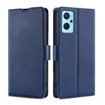 For OPPO Realme 9i/A36 4G/A96 4G/K10 4G/A76 4G Ultra-thin Voltage Side Buckle  Horizontal Flip Leather Phone Case(Blue)