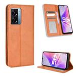 For OPPO A57 5G Magnetic Buckle Retro Texture Leather Phone Case(Brown)