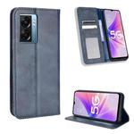For OPPO A57 5G Magnetic Buckle Retro Texture Leather Phone Case(Blue)