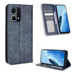For OPPO Reno7 4G / F21 Pro Magnetic Buckle Retro Texture Leather Phone Case(Blue)