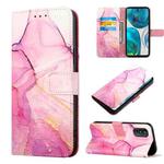 For Motorola Moto G52 PT003 Marble Pattern Flip Leather Phone Case(Pink Purple Gold LS001)