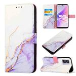 For OPPO A57 5G 2022 PT003 Marble Pattern Flip Leather Phone Case(White Purple LS006)