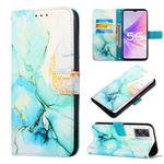 For OPPO A57 5G 2022 PT003 Marble Pattern Flip Leather Phone Case(Green LS003)