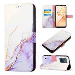 For OPPO Realme C31 4G PT003 Marble Pattern Flip Leather Phone Case(White Purple LS006)