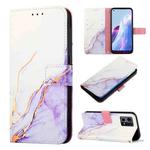 For OPPO Reno7 4G/F21 Pro PT003 Marble Pattern Flip Leather Phone Case(White Purple LS006)