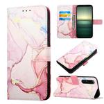 For Sony Xperia 1 IV PT003 Marble Pattern Flip Leather Phone Case(Rose Gold LS005)