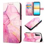 For Sony Xperia 10 IV PT003 Marble Pattern Flip Leather Phone Case(Pink Purple Gold LS001)