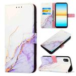 For Sony Xperia ACE III PT003 Marble Pattern Flip Leather Phone Case(White Purple LS006)