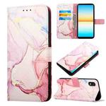 For Sony Xperia ACE III PT003 Marble Pattern Flip Leather Phone Case(Rose Gold LS005)