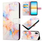 For Sony Xperia ACE III PT003 Marble Pattern Flip Leather Phone Case(Galaxy Marble White LS004)