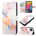 For Samsung Galaxy M53 5G PT003 Marble Pattern Flip Leather Phone Case(Galaxy Marble White LS004)