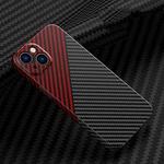 Carbon Fiber Texture Phone Case For iPhone 13(Black Red)