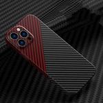 Carbon Fiber Texture Phone Case For iPhone 12 Pro Max(Black Red)