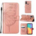 For Alcatel 1L 2021 Embossed Butterfly Leather Phone Case(Rose Gold)