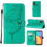 For Alcatel 1L 2021 Embossed Butterfly Leather Phone Case(Green)
